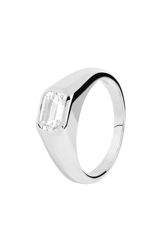 Bague Octagon - Argent et zircon cubique