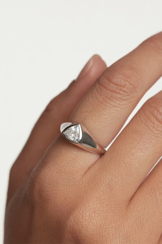 Bague Triangle - Argent et zircon cubique