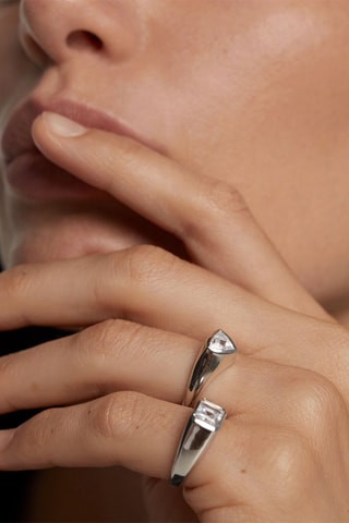 Bague Triangle - Argent et zircon cubique