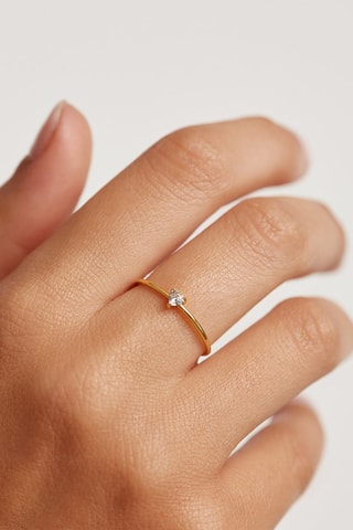Bague Heart - Argent plaqué or jaune et zircon