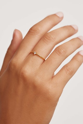 Bague Heart - Argent plaqué or jaune et zircon