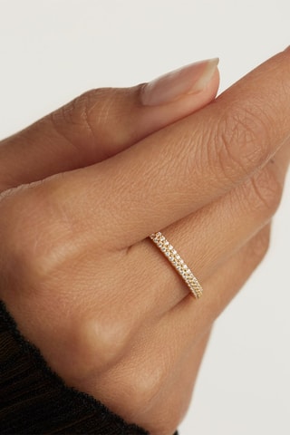 Bague Tiara - Argent plaqué or jaune et zircons