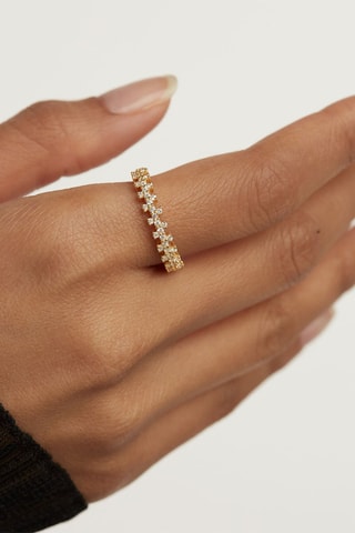 Bague Crown - Argent plaqué or jaune et zircons