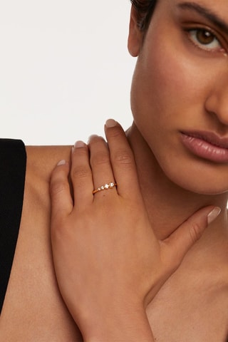 Bague Spark - Argent plaqué or jaune et zircons