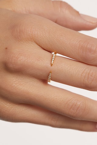 Bague Stare - Argent plaqué or jaune et zircons