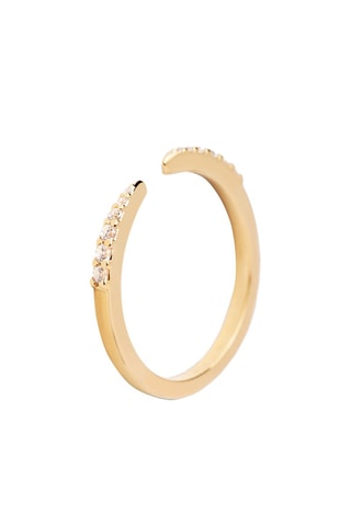 Bague Stare - Argent plaqué or jaune et zircons
