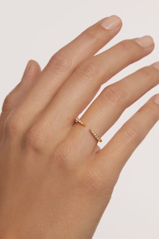 Bague Stare - Argent plaqué or jaune et zircons