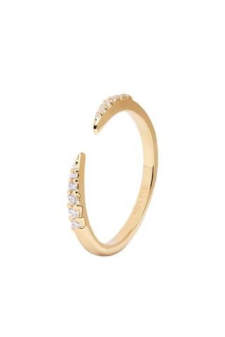 Bague Stare - Argent plaqué or jaune et zircons