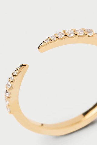 Bague Stare - Argent plaqué or jaune et zircons