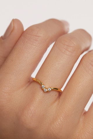 Bague Mini Crown - Argent plaqué or jaune et zircons