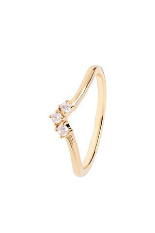Bague Mini Crown - Argent plaqué or jaune et zircons