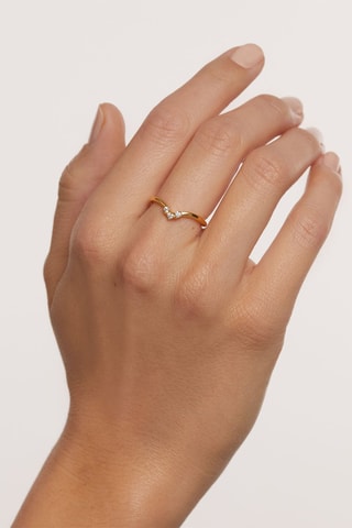 Bague Mini Crown - Argent plaqué or jaune et zircons