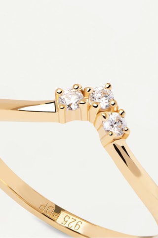 Bague Mini Crown - Argent plaqué or jaune et zircons