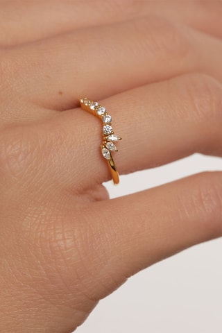 Bague Dance - Argent plaqué or jaune et zircons