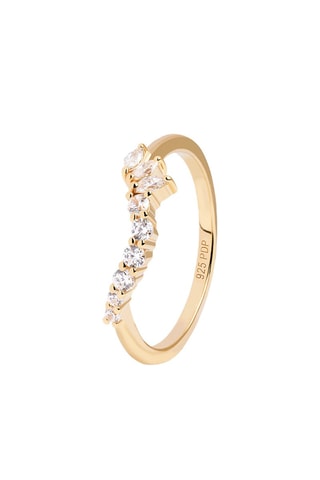 Bague Dance - Argent plaqué or jaune et zircons