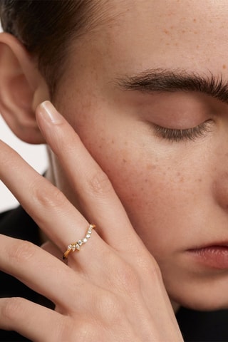 Bague Dance - Argent plaqué or jaune et zircons