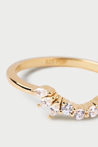 Bague Dance - Argent plaqué or jaune et zircons