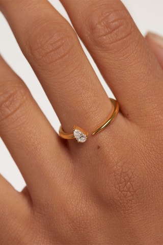 Bague Twing - Argent plaqué or jaune et zircon cubique