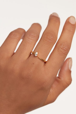 Bague Twing - Argent plaqué or jaune et zircon cubique