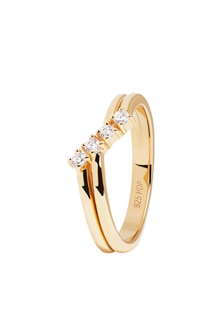 Bague Anna - Argent plaqué or jaune et zircons cubiques
