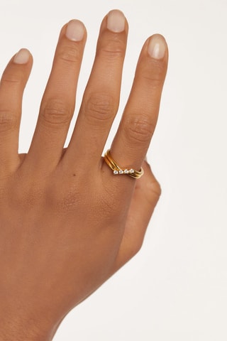 Bague Anna - Argent plaqué or jaune et zircons cubiques
