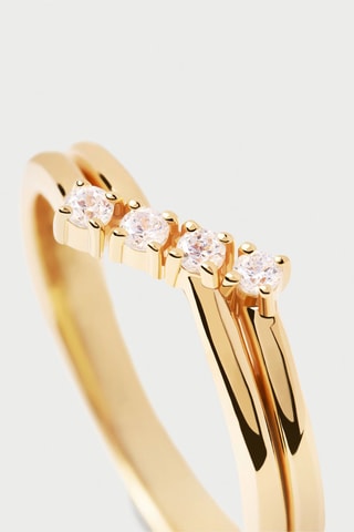 Bague Anna - Argent plaqué or jaune et zircons cubiques