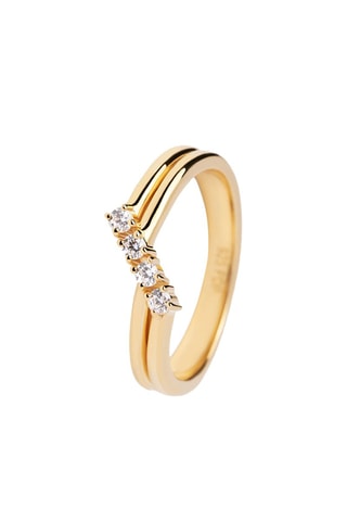 Bague Anna - Argent plaqué or jaune et zircons cubiques