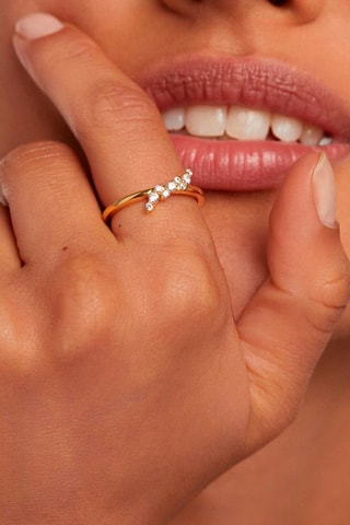 Bague Natura - Argent plaqué or jaune et zircons cubiques