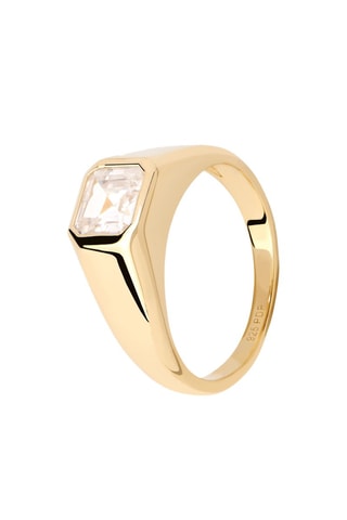Bague Square - Argent plaqué or jaune et zircon cubique