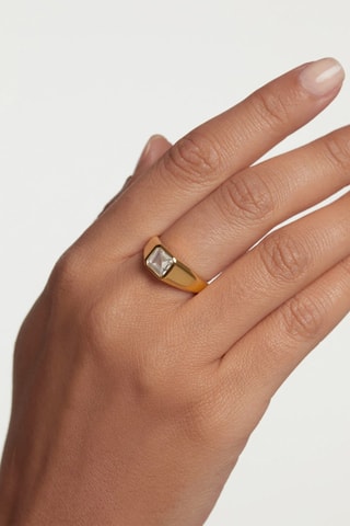 Bague Square - Argent plaqué or jaune et zircon cubique