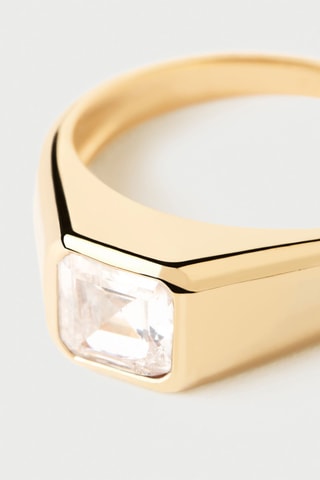 Bague Square - Argent plaqué or jaune et zircon cubique