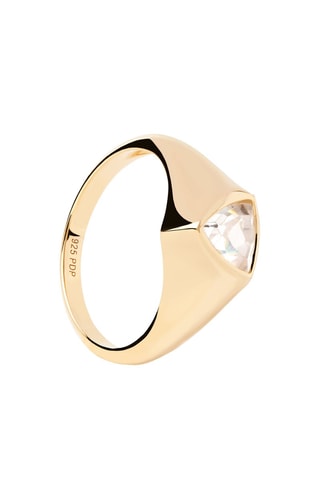 Bague Triangle - Argent plaqué or jaune et zircon cubique