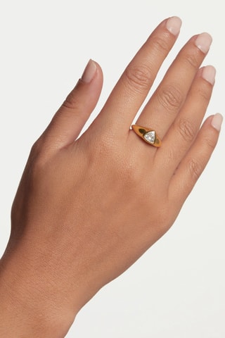Bague Triangle - Argent plaqué or jaune et zircon cubique