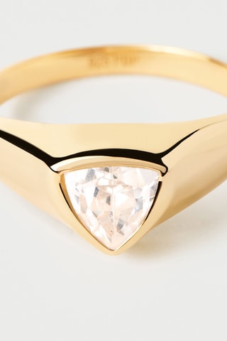 Bague Triangle - Argent plaqué or jaune et zircon cubique