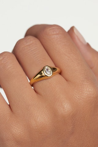 Bague Karry - Argent plaqué or jaune et zircon cubique