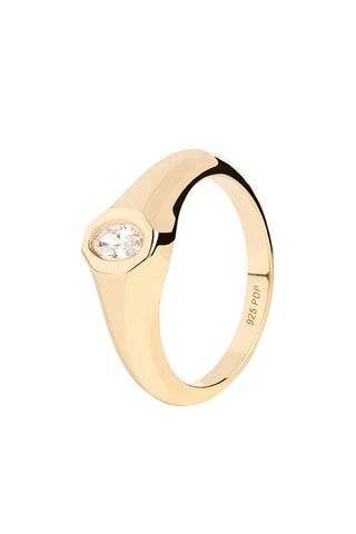 Bague Karry - Argent plaqué or jaune et zircon cubique