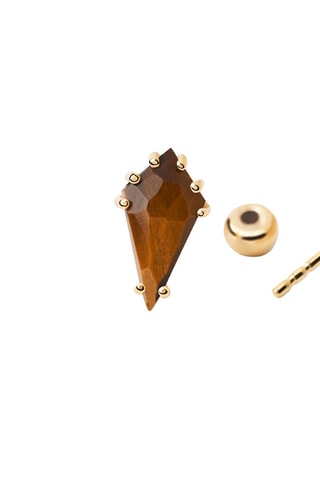Piercing Akiro Argent plaqué or jaune et œil-de-tigre