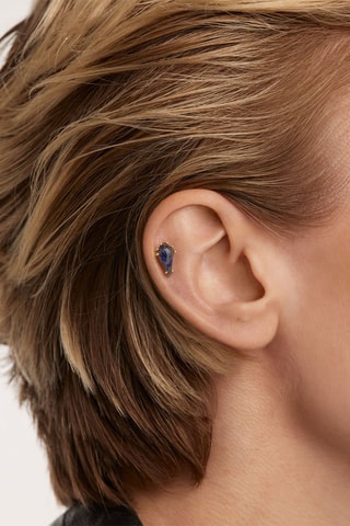 Piercing Akiro Argent plaqué or jaune et sodalite