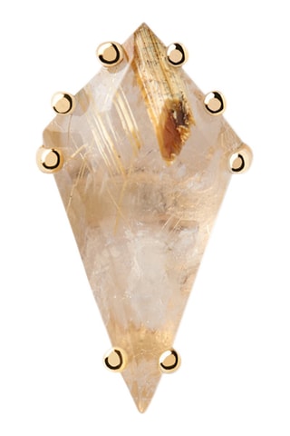 Piercing Akiro Argent plaqué or jaune et quartz rutile