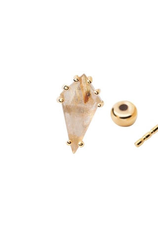 Piercing Akiro Argent plaqué or jaune et quartz rutile