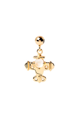 Charm Plane - Argent plaqué or jaune, nacre et zircons