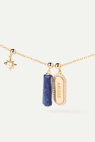 Charm - Argent plaqué or jaune et lapis-lazuli