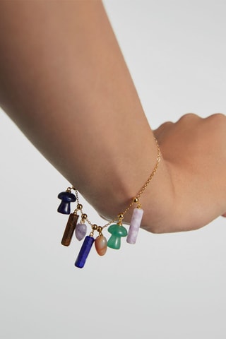 Charm Mushroom - Argent plaqué or jaune et aventurine