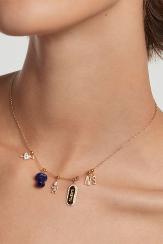 Charm Mushroom - Argent plaqué or jaune et sodalite