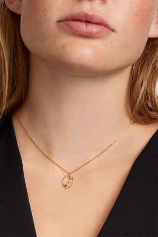 Collier Zodiac Aries - Argent plaqué or jaune,  quartz rose, malachite et nacre