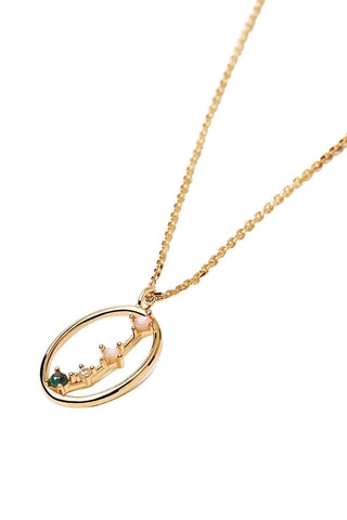 Collier Zodiac Aries - Argent plaqué or jaune,  quartz rose, malachite et nacre