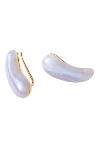 Puces Aqua - Argent plaqué or jaune et agates