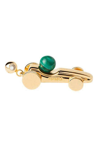 Charm Car - Argent plaqué or jaune et malachite