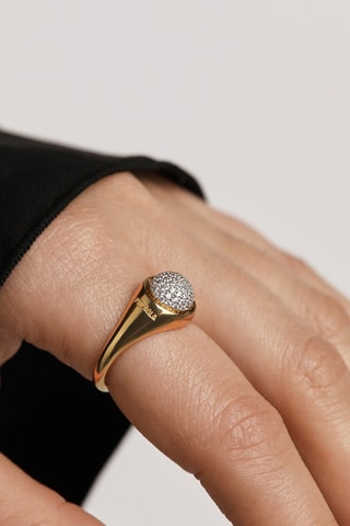 Bague Pavé Moon - Argent plaqué or jaune 