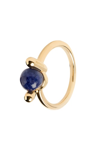 Bague Nexus - Argent plaqué or jaune et sodalite